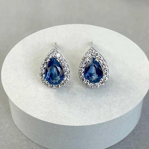 Pendiente de cianita / Pendiente de plata de ley 925 / Piedra preciosa curativa / Regalos para ella / Cianita / Corte de pera / Pendiente de cianita delicado