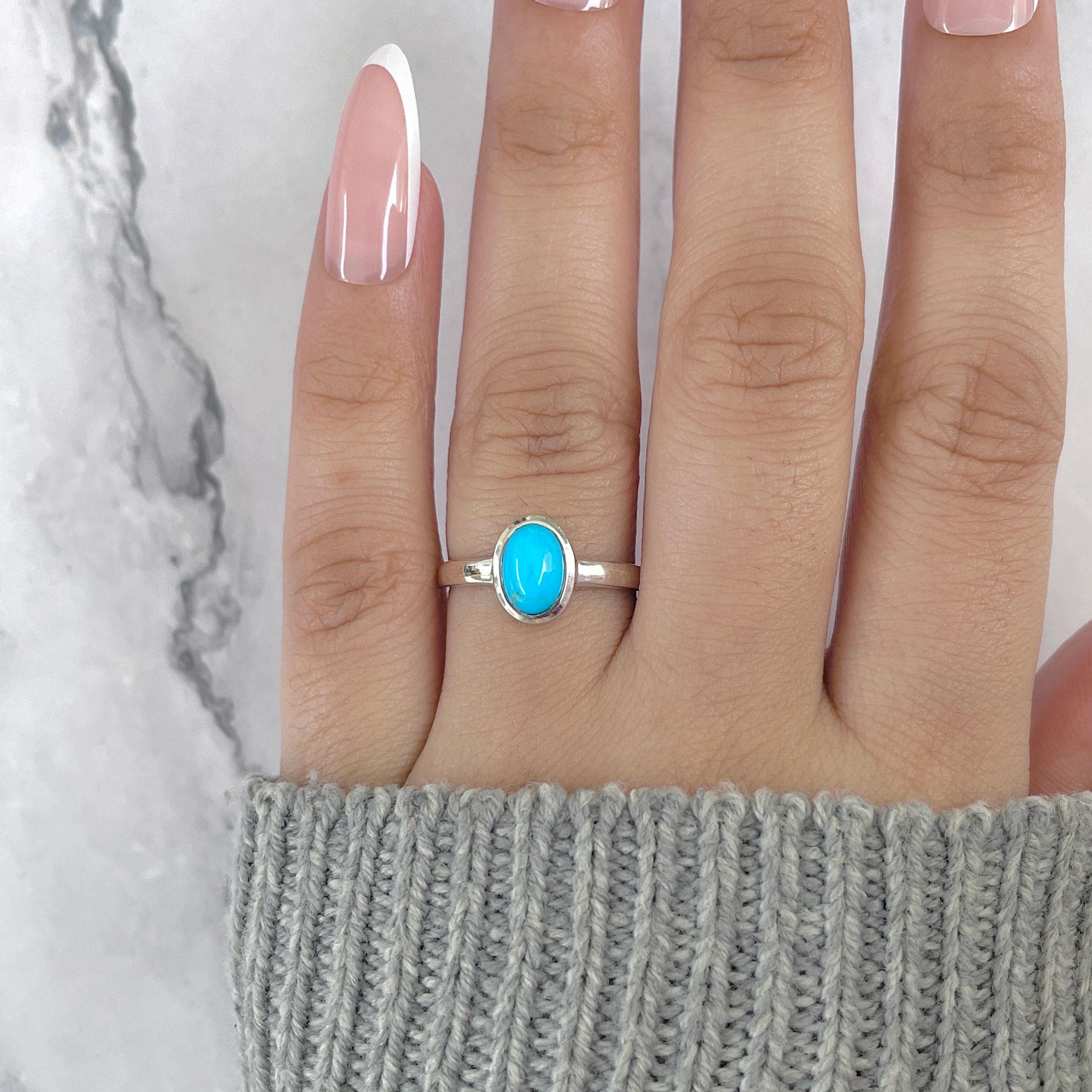 Turquoise Ring / 925 Sterling Silver / Rhodium Vermeil / Healing