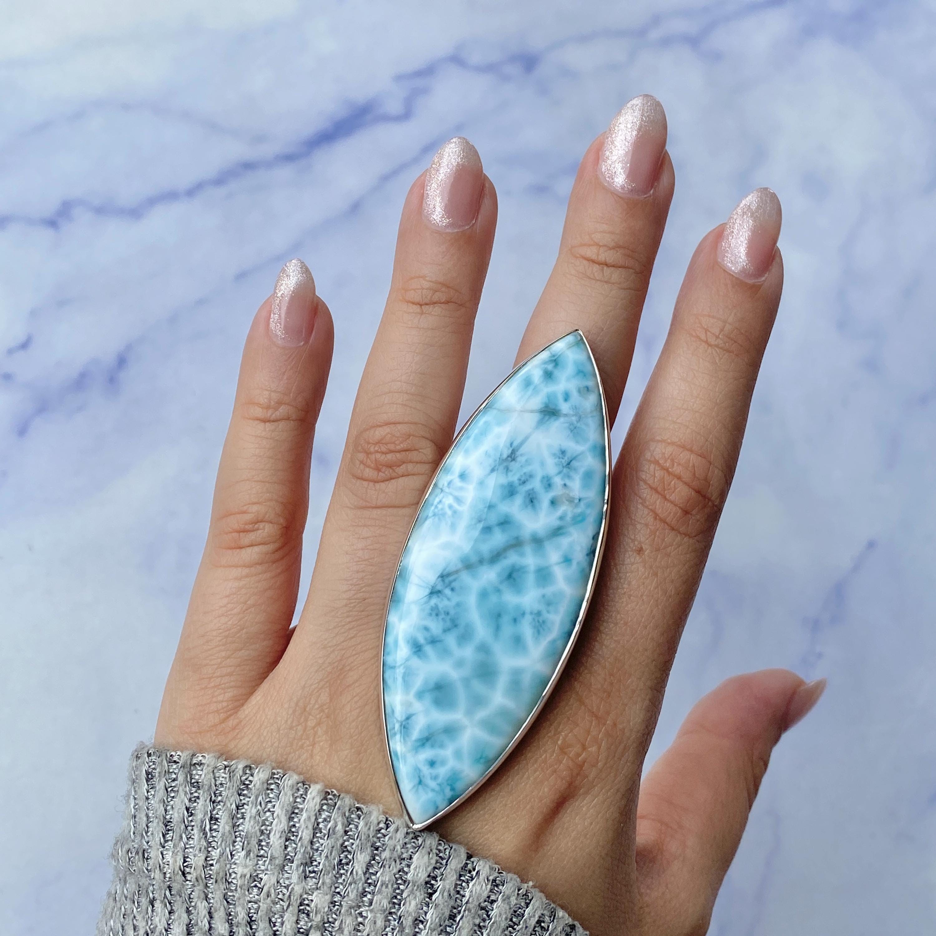 aromaoil_larimar_1さん4-30-1 111 Ct Larimar Adjustable Ring / 925 Sterling Silver / Healing