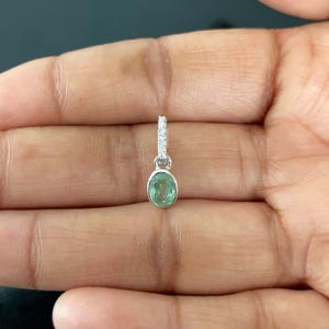 Green Kyanite, White Topaz Pendant / 925 Sterling Silver Pendant / Healing Gemstone / Gifts for her / Oval / Dainty Green Kyanite Pendant