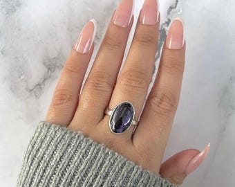 Sugilite Adjustable Ring / 925 Sterling Silver Ring / Healing Gemstone / Gifts for her / Natural Sugilite Jewellery / Statement Ring