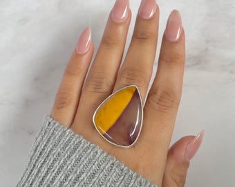 Mookaite Adjustable Ring / 925 Sterling Silver Ring / Healing Gemstone / Mookaite Jewel / Gift for her / Fancy Cab / Statement Ring MOK-R-9.