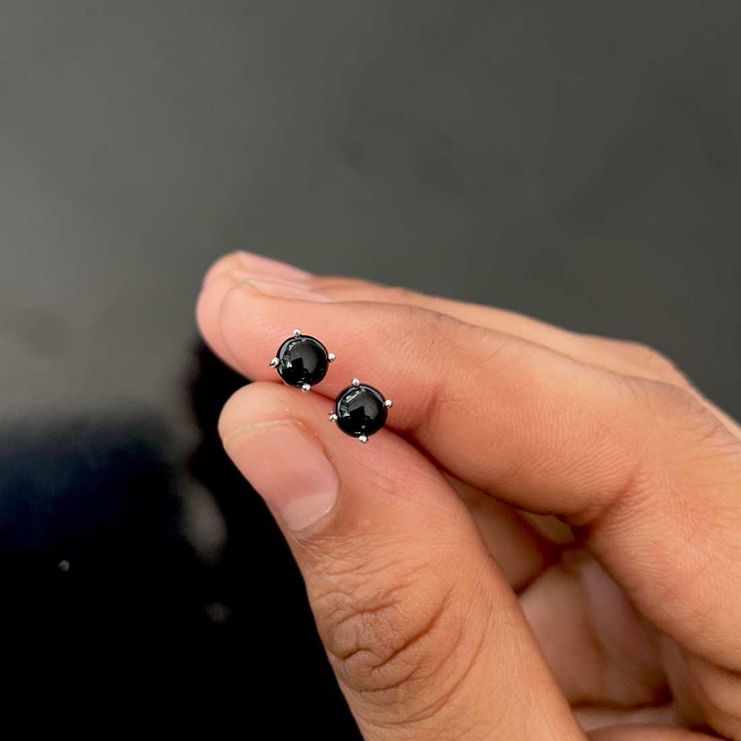 Black Onyx 925 Sterling Silver Stud Earrings