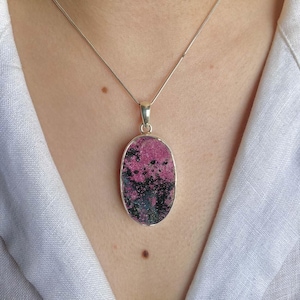 Cobalt Calcite Pendant / 925 Sterling Silver Pendant / Healing Gemstone / Gifts for her / Fancy Rough / Statement Cobalt Calcite Pendants
