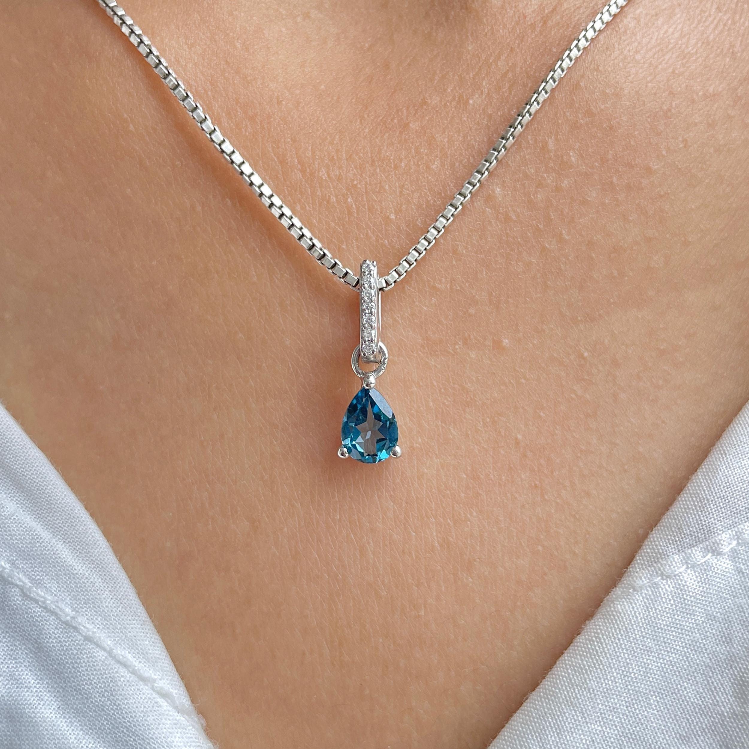 ロンドンブルートパーズ、ホワイトトパーズペンダント / 925