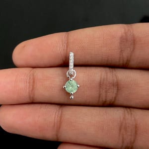 Green Kyanite, White Topaz Pendant / 925 Sterling Silver Pendant / Healing Gemstone / Gifts for her / Round / Dainty Green Kyanite Pendant