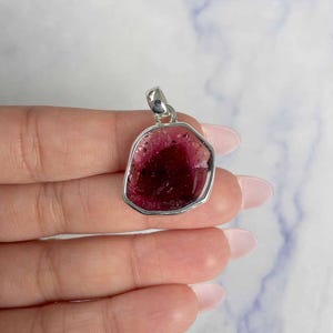 Watermelon Tourmaline Slice Pendant / 925 Sterling Silver / Healing Gemstone / Gifts for her / Fancy-Slice / Statement Tourmaline Pendant