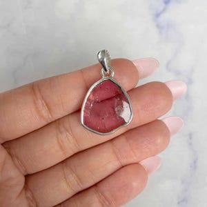 Watermelon Tourmaline Slice Pendant / 925 Sterling Silver / Healing Gemstone / Gifts for her / Fancy-Slice / Statement Tourmaline Pendant