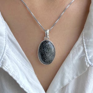 Stingray Coral Pendant / 925 Sterling Silver / Healing Gemstone / Gifts for her / Natural Gemstone / Oval Cab / Statement Pendant SRC-P-22.