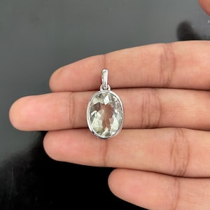 Green Amethyst Pendant / 925 Sterling Silver / Healing Gemstone / Green Amethyst / Gifts for her / Oval Cut / Dainty Green Amethyst Pendant