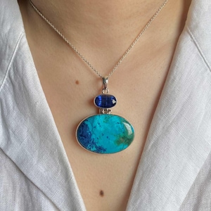 Shattuckite, Blue Kyanite Pendant / 925 Sterling Silver Pendant  / Healing Gemstone / Gifts for her / Shattuckite / Shattuckite Pendants