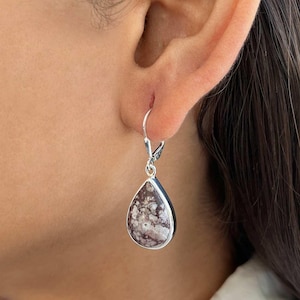 Wild Horse Jasper Earring / 925 Sterling Silver Earring / Healing Gemstone / Gifts For Her / Pear Cab / Statement Wild Horse Jasper Earring