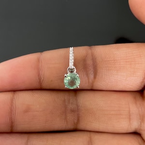 Green Kyanite, White Topaz Pendant / 925 Sterling Silver Pendant / Healing Gemstone / Gifts for her / Round / Dainty Green Kyanite Pendant