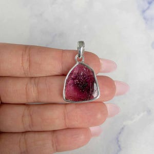 Watermelon Tourmaline Slice Pendant / 925 Sterling Silver / Healing Gemstone / Gifts for her / Fancy-Slice / Statement Tourmaline Pendant