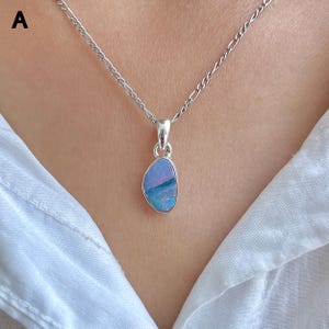 Australian Opal Pendant Necklace / 925 Sterling Silver / Healing Gemstone / Gifts for her / Australian Opal Jewellery / Statement Pendant