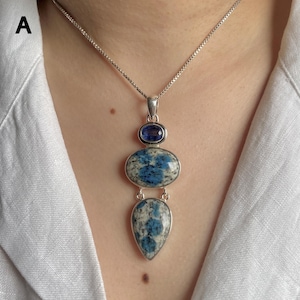 K2-Jaspis-Anhänger / 925er Sterlingsilber / Heilstein / Natürlicher K2-Jaspis-Schmuck / Geschenk für Sie / Statement-Anhänger A