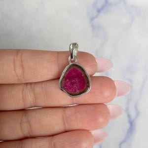 Watermelon Tourmaline Slice Pendant / 925 Sterling Silver / Healing Gemstone / Gifts for her / Fancy-Slice / Statement Tourmaline Pendant