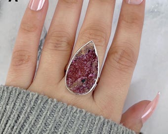 Cobalt Calcite Adjustable Ring / 925 Sterling Silver / Healing Gemstone / Cobalt Calcite Jewelry / Gifts for her / Statement Ring