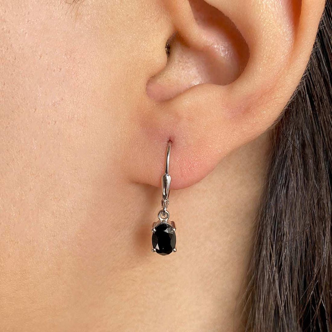 Orecchini di lusso nero in argento sterling pietra principale tormalina | Acquisti Online su