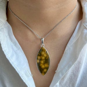 Ocean Jasper Pendant / 925 Sterling Silver Pendant / Healing Gemstone / Ocean Jasper Jewellery / Marquise / Statement Ocean Jasper Pendants