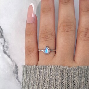 Moonstone Ring / 925 Sterling Silver / Rhodium vermeil / Healing Gemstone / Moonstone / Gifts for her / Pear Cab / Dainty Ring RBM-SR-2835.