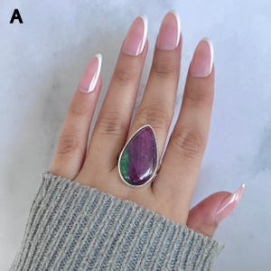 Ruby Zoisite Adjustable Ring / 925 Sterling Silver / Healing Gemstone / Gifts for her / Natural Ruby Zoisite Jewellery / Statement Ring