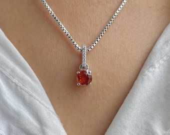 Orange Kyanite, White Topaz Pendant / 925 Sterling Silver / Healing Gemstone / Rhodium Vermeil / Gift for her / Dainty Pendant OKY-SP-549.