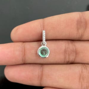 Green Kyanite, White Topaz Pendant / 925 Sterling Silver Pendant / Healing Gemstone / Gifts for her / Round / Dainty Green Kyanite Pendant