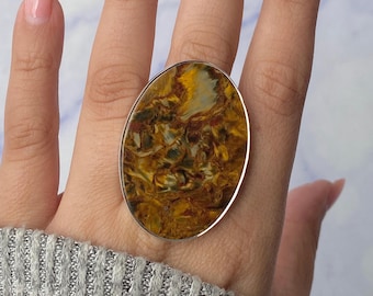 Bague ajustable en pietersite / Bague en argent sterling 925 / Pierre de guérison / Cadeau pour elle / Bijou en pietersite naturelle / Bague tendance