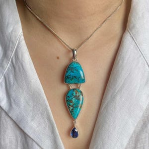 Shattuckite, Kyanite Pendant / 925 Sterling Silver Pendant / Healing Gemstone / Gifts for her / Shattuckite / Statement Shattuckite Pendants