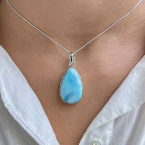 Larimar Pendant / 925 Sterling Silver Pendant / Healing Gemstone / Gifts for her / Pear Cab / Larimar Jewellery / Statement Larimar Pendant