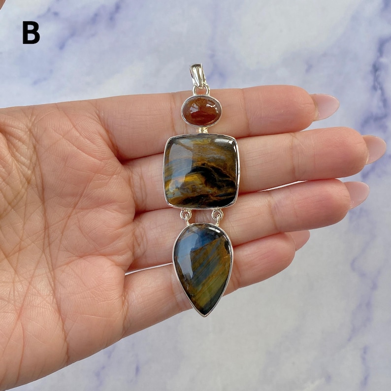 Pietersite Pendant / 925 Sterling Silver / Healing Gemstone / Gifts for her / Pietersite Jewelry / Statement Pendant image 6