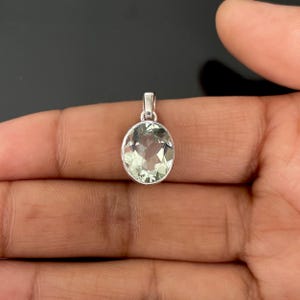 Green Amethyst Pendant / 925 Sterling Silver / Healing Gemstone / Green Amethyst / Gifts for her / Oval Cut / Dainty Green Amethyst Pendant
