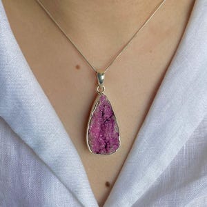 Cobalt Calcite Pendant / 925 Sterling Silver Pendant / Healing Gemstone / Gifts for her / Fancy Rough / Statement Cobalt Calcite Pendants