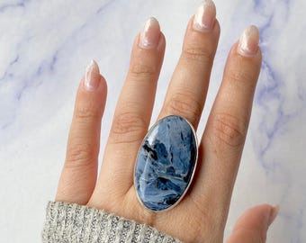 Bague ajustable en pietersite / Bague en argent sterling 925 / Pierre de guérison / Cadeau pour elle / Bijou en pietersite naturelle / Bague tendance