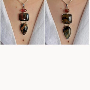 Pietersite Pendant / 925 Sterling Silver / Healing Gemstone / Gifts for her / Pietersite Jewelry / Statement Pendant image 2