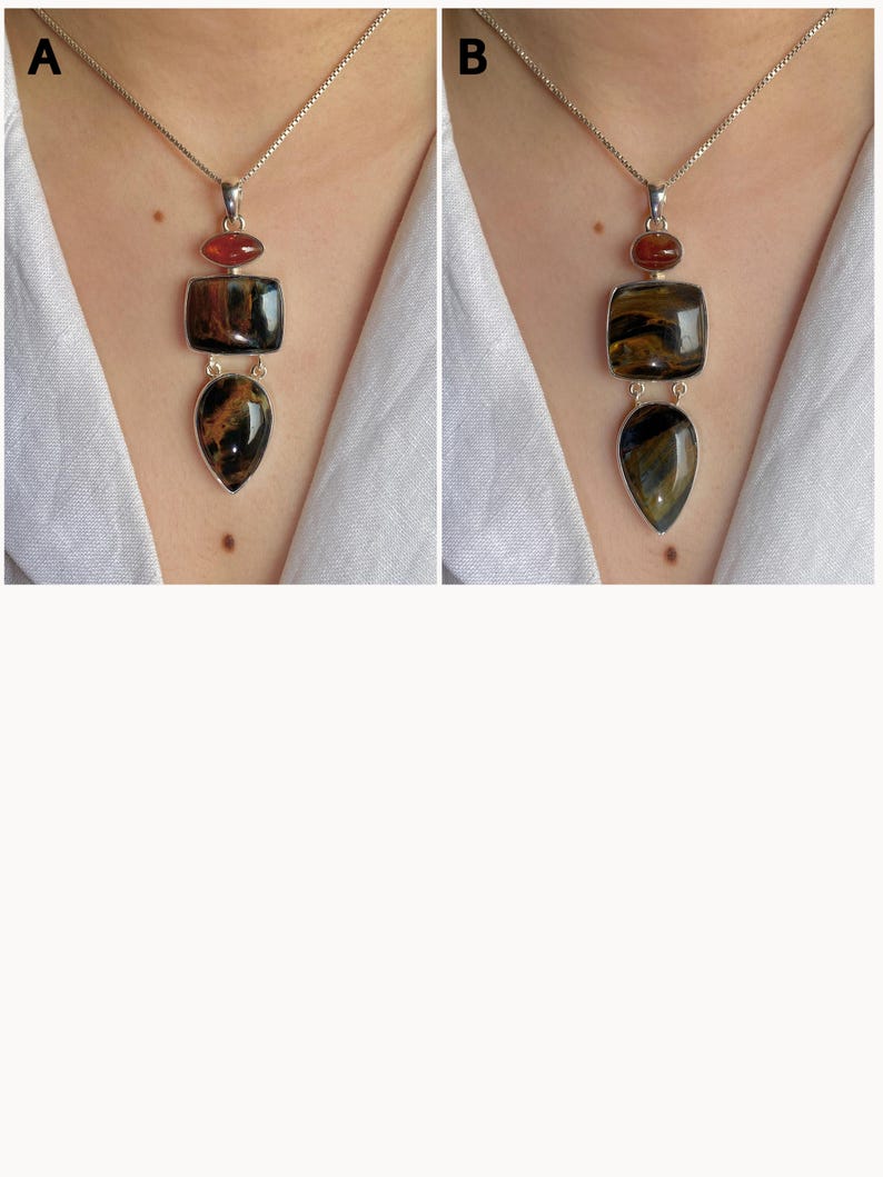 Pietersite Pendant / 925 Sterling Silver / Healing Gemstone / Gifts for her / Pietersite Jewelry / Statement Pendant image 2