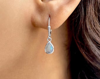Mondstein Ohrring / 925 Sterling Silber / Heilstein / Mondstein / Geschenke Für Sie / Tropfen Cabochon / Ohrring RBM-SE-1109.