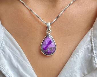 Sugilite Pendant Necklace / 925 Sterling Silver Pendant / Healing Gemstone / Gifts For Her / Natural Sugilite Jewellery / Statement Pendant