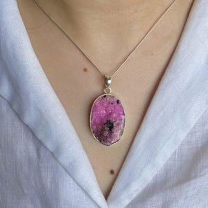Cobalt Calcite Pendant / 925 Sterling Silver Pendant / Healing Gemstone / Gifts for her / Fancy Rough / Statement Cobalt Calcite Pendants