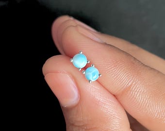 Larimar örhängen / 925 sterlingsilver / Läkande ädelsten / Presenter till henne / Larimar smycken / Rund kabin / Eleganta örhängen LAR-SE-1068.