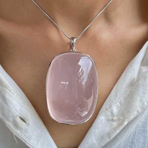 Rose Quartz Pendant / 925 Sterling Silver Pendant / Healing Gemstone / Gifts for her / Octagon / Rose Quartz / Statement Rose Quartz Pendant