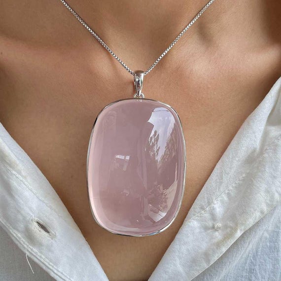 Rose Quartz Pendant / 925 Sterling Silver / Healing Gemstone / Gifts for her / Octagon Cab / Rose Quartz Jewel / Statement Pendant RSQ-P-60.