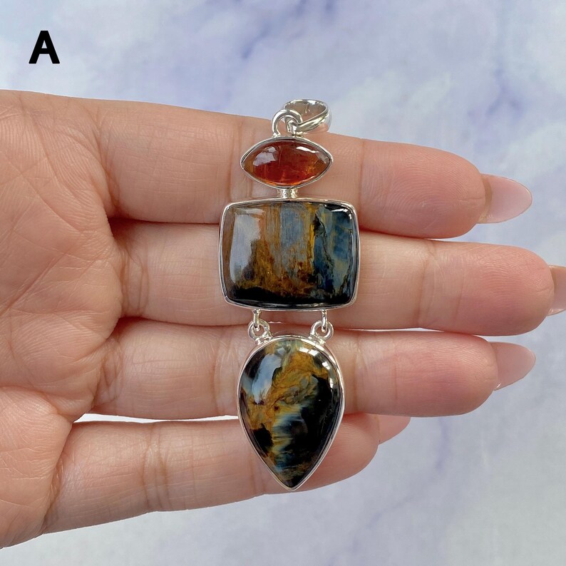 Pietersite Pendant / 925 Sterling Silver / Healing Gemstone / Gifts for her / Pietersite Jewelry / Statement Pendant image 4