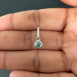 Green Kyanite, White Topaz Pendant / 925 Sterling Silver Pendant / Healing Gemstone / Gifts for her / Round / Dainty Green Kyanite Pendant
