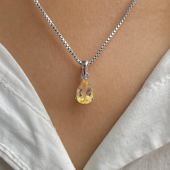 Citrine Pendant / 925 Sterling Silver / Healing Gemstone / Natural Citrine Jewelry / Gifts for her / Pear Cut / Dainty Pendant CIT-SP-917.