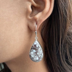 Wild Horse Jasper Earring / 925 Sterling Silver Earring / Healing Gemstone / Gifts For Her / Pear Cab / Statement Wild Horse Jasper Earring