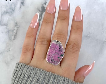 Cobalt Calcite Adjustable Ring / 925 Sterling Silver / Healing Gemstone / Cobalt Calcite Jewelry / Gifts for her / Statement Ring