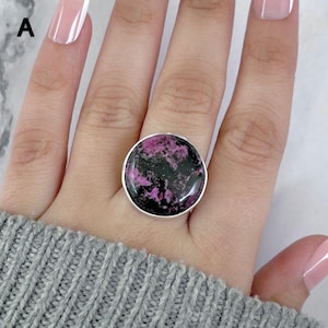 Cobalt Calcite Adjustable Ring / 925 Sterling Silver / Healing Gemstone / Cobalt Calcite Jewelry / Gifts for her / Statement Ring