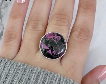 Cobalt Calcite Adjustable Ring / 925 Sterling Silver / Healing Gemstone / Cobalt Calcite Jewelry / Gifts for her / Statement Ring